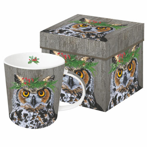 Winter Berry Owl gift-boxed mug