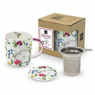 Flower Power Tea Mug with Lid and Strainer