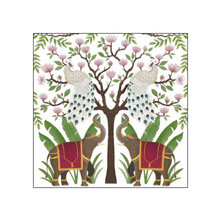 Elephants & Peacocks • Beverage Napkins