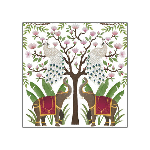 Elephants & Peacocks • Beverage Napkins