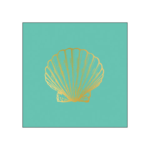 Golden Shell, aqua • Beverage Napkins