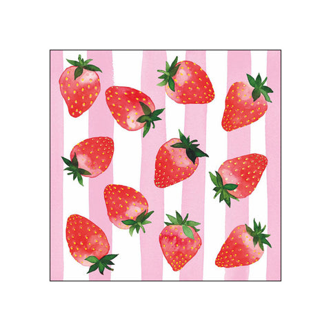 Strawberry & Stripes • Beverage Napkins