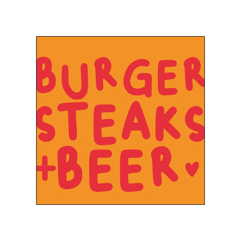 Burger & Beer, orange • Beverage Napkins