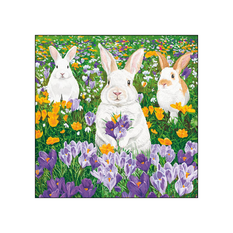 Bunnies in Crocus • Beverage Napkins
