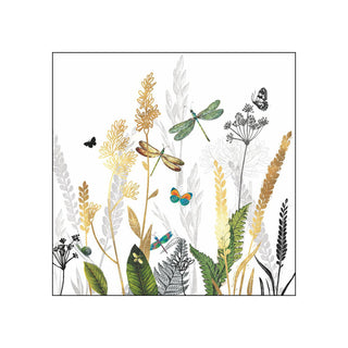 Ornamental Flowers, white • Beverage Napkins