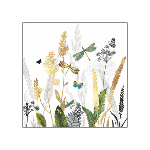 Ornamental Flowers, white • Beverage Napkins