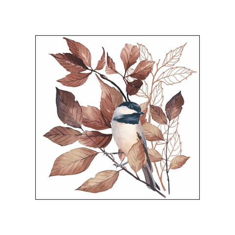 Lovely Chickadee, white • Beverage Napkins
