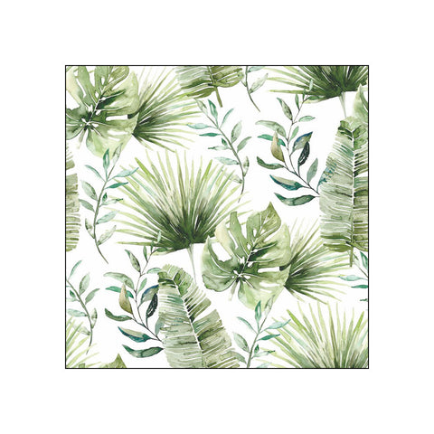 Jungle Leaves, white • Beverage Napkins