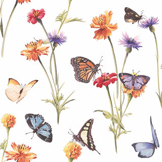Butterfly Garden, white • Beverage Napkin