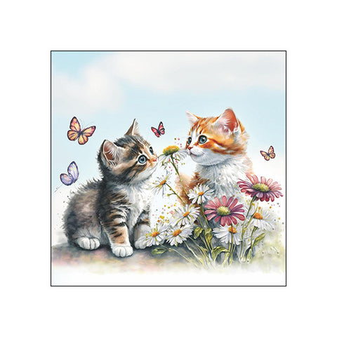 Kittens in Flower Field • Beverage Napkins