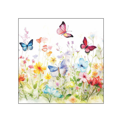 Butterflies in Field, white • Beverage Napkins