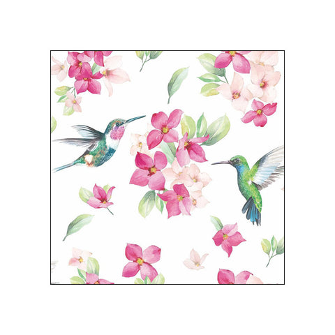 Diligent Hummingbirds, white • Beverage Napkins
