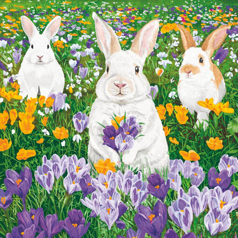 Bunnies in Crocus • Lunch Napkins