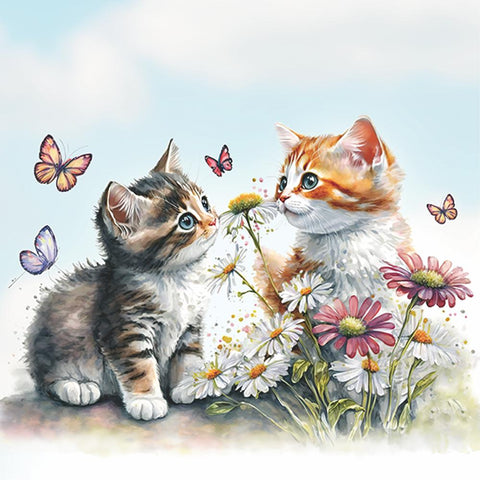 Kittens in Flower Field • Lunch Napkin
