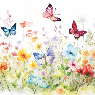 Butterflies in Field, white • Lunch Napkin