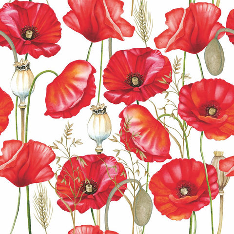 Poppy All Over, white • Lunch Napkin