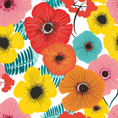 Colorful Flowers, red • Lunch Napkin