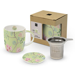 Fiore Verte • Tea Mug with Lid & Strainer