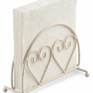 Metal Napkin Holder • Two Hearts, cream
