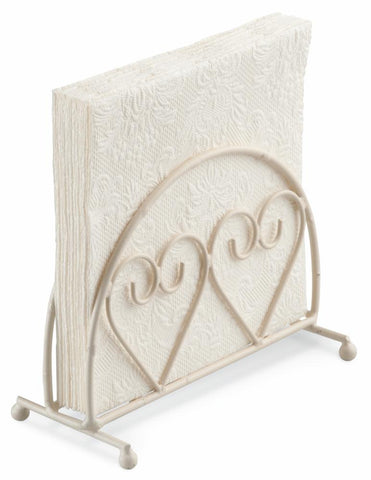 Metal Napkin Holder • Two Hearts, cream