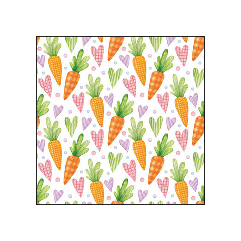 Carrots and Hearts, white • Beverage Napkins