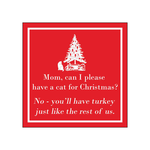 A Cat for Christmas? • Beverage Napkins