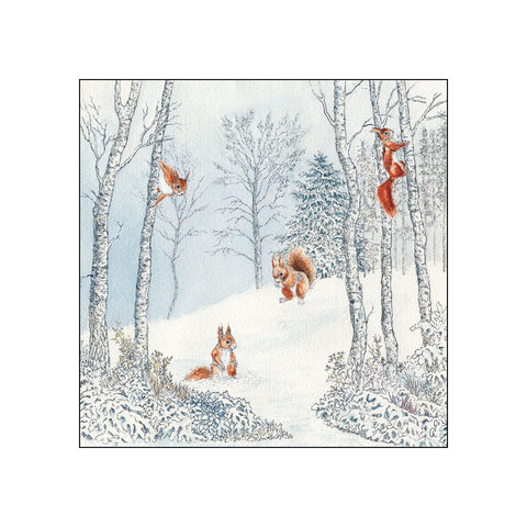 Squirrels in Winter • Beverage Napkins