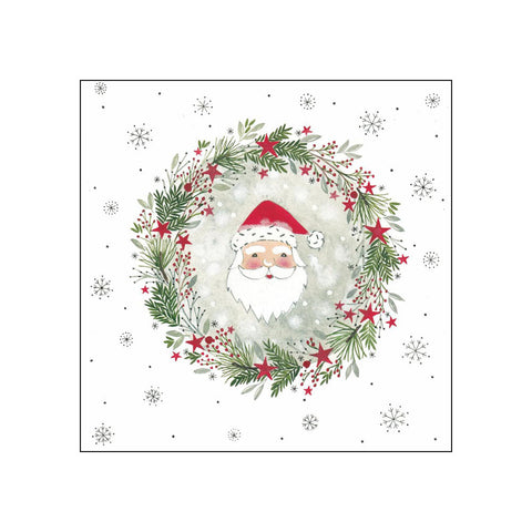Wreath & Santa • Beverage Napkins
