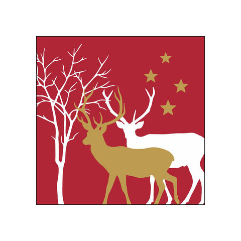 Winter Deer, red • Beverage Napkins