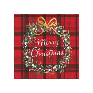 Christmas Plaid, red • Beverage Napkins