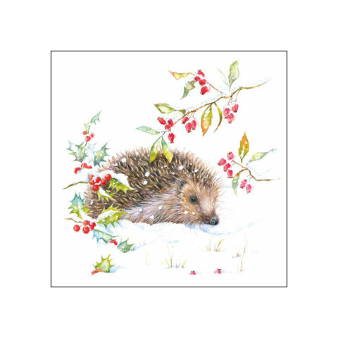 Hedgehog in Winter • Beverage Napkins