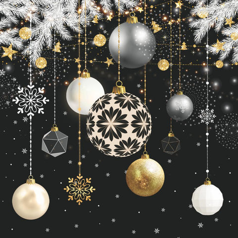 Christmas Baubles, black • Beverage Napkins