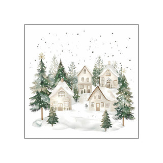 Snowy Houses • Beverage Napkins