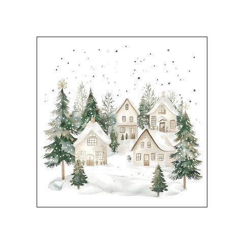 Snowy Houses • Beverage Napkins