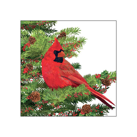 Yuletide Cardinal, White • Beverage Napkins