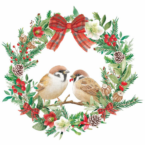 Sparrows in Wreath • Lunch Napkins