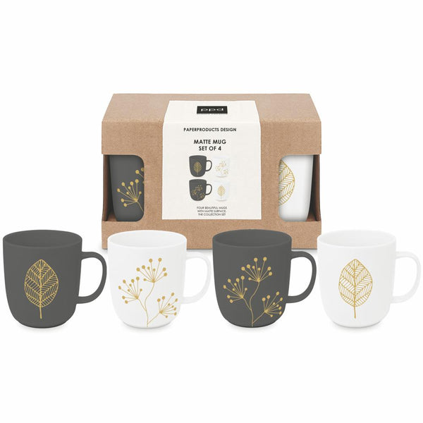 Pure Gold Leaves & Berries Boxed Mug Set (S/4) – Paperproducts Design