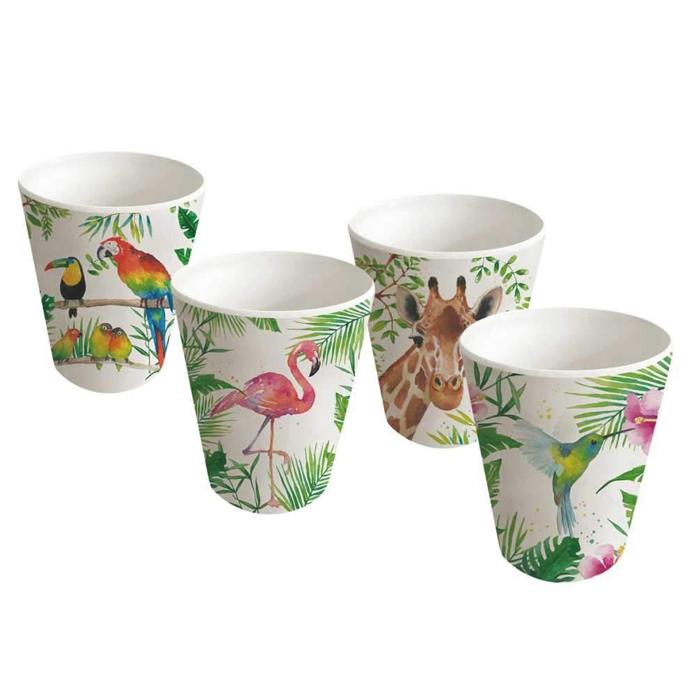 Tropical Flamingo Bamboo Tumbler, Set of 4 – Paperproducts Design