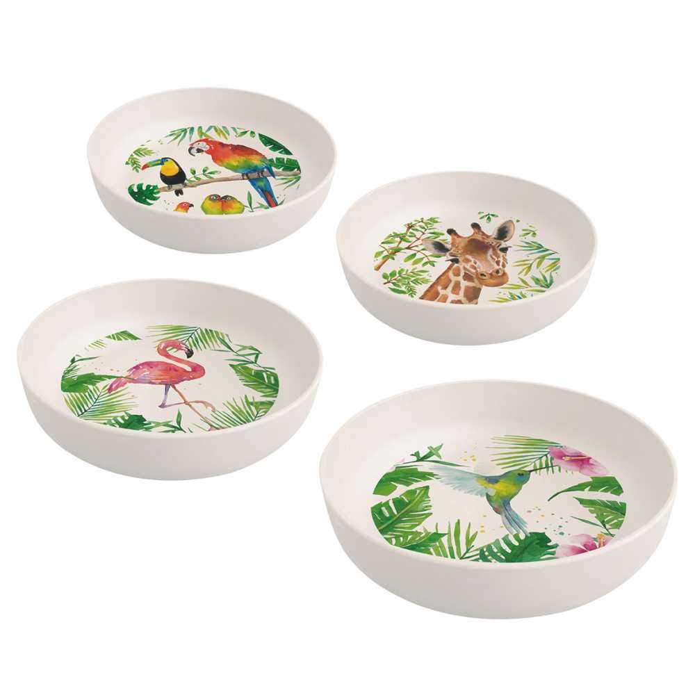 flamingo bambus Tropical Flamingo Bamboo Bowl Set – Paperproducts Design