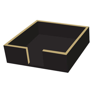 Lacquered Wood Napkin Caddy • Black/Gold (Beverage Size)
