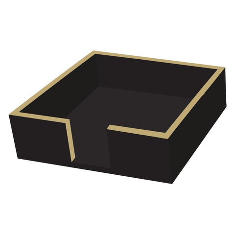 Lacquered Wood Napkin Caddy • Black/Gold (Beverage Size)