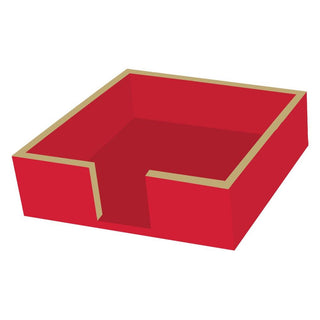 Lacquered Wood Napkin Caddy • Red/Gold (Beverage Size)