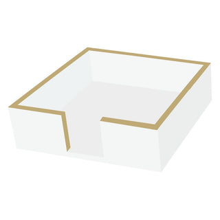 Lacquered Wood Napkin Caddy •White/Gold (Beverage Size)