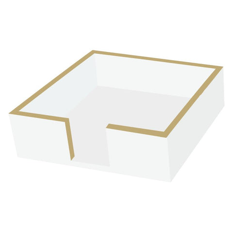 Lacquered Wood Napkin Caddy •White/Gold (Beverage Size)