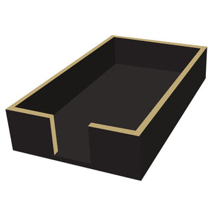 Lacquered Wood Napkin Caddy • Emerald/Gold (Guest Towel Size)