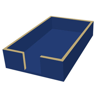 Lacquered Wood Napkin Caddy •Blue/Gold (Guest Towel Size)