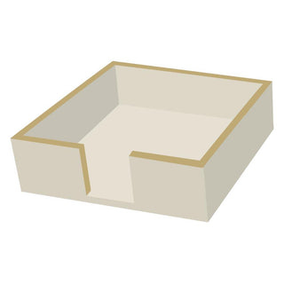 Lacquered Wood Napkin Caddy • Taupe/Gold (Beverage Size)