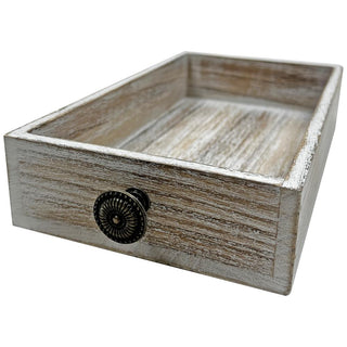 Pine Wood Napkin Caddy • Distressed White (Guest Towel Size)