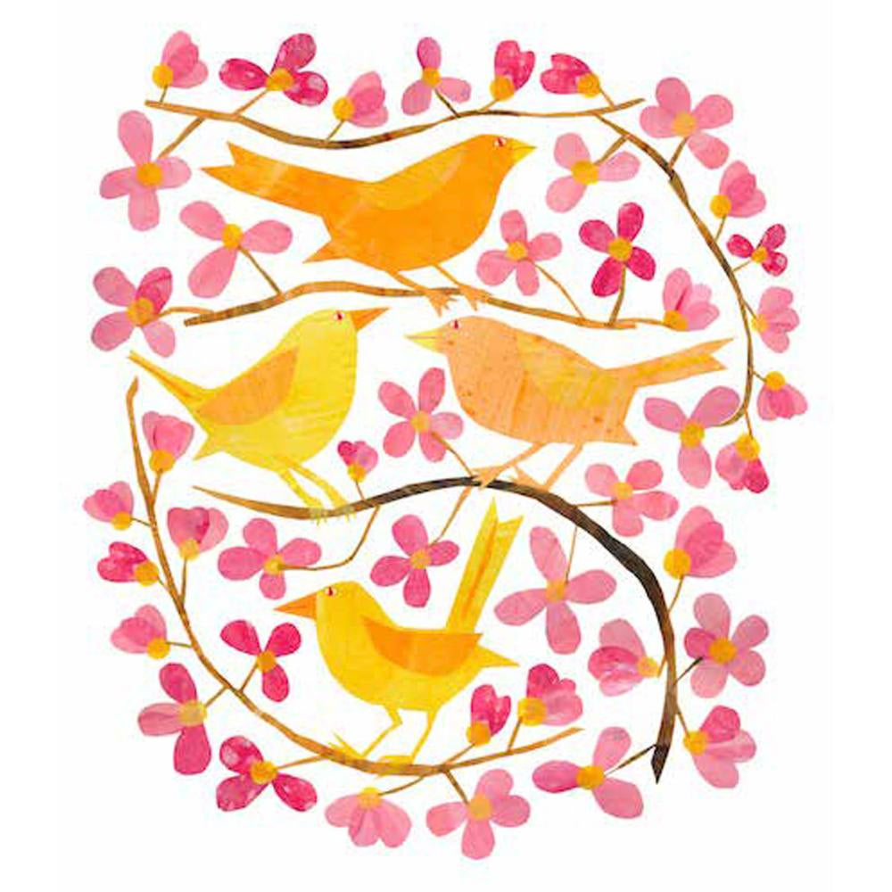 Cherry Blossoms and Birds Beverage Napkins