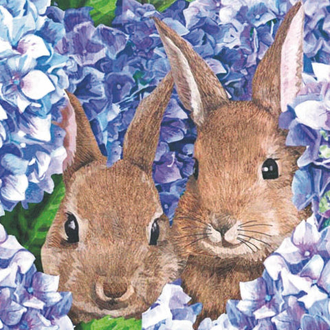 Hydrangea Bunnies Beverage Napkins